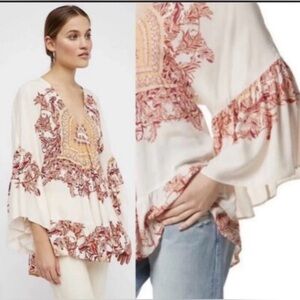 Free People Sunset Dreams Boho Print Tunic Blouse❤️Hard to Find❤️🔥Final Price🔥